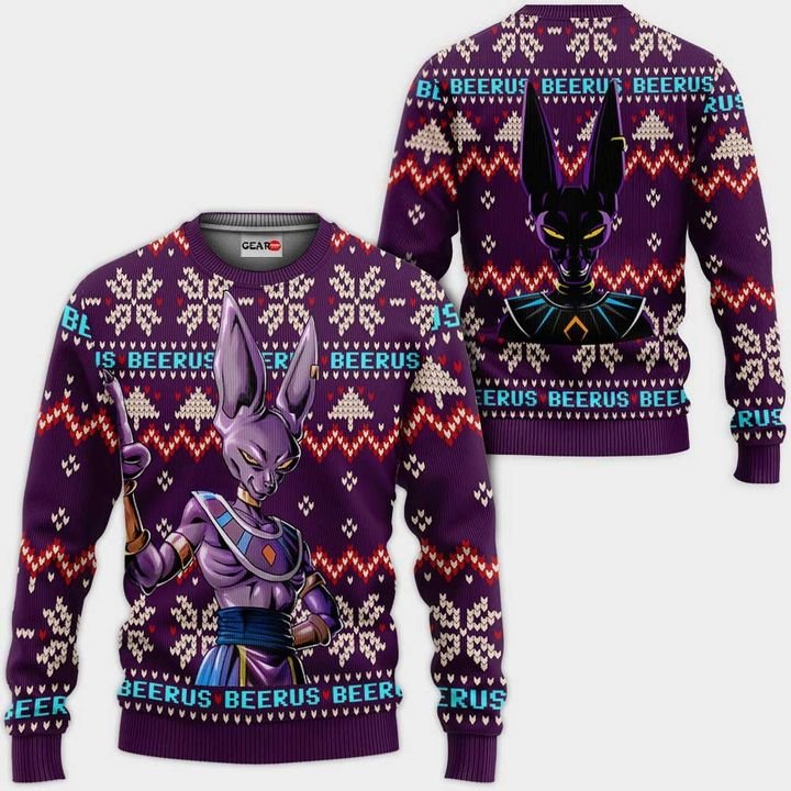 Beerus Ugly Christmas Sweater Custom Dragon Ball 1