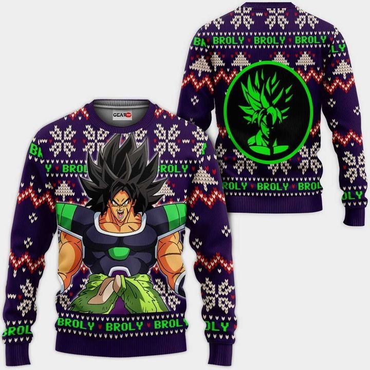 Broly Ugly Christmas Sweater Custom Dragon Ball 1