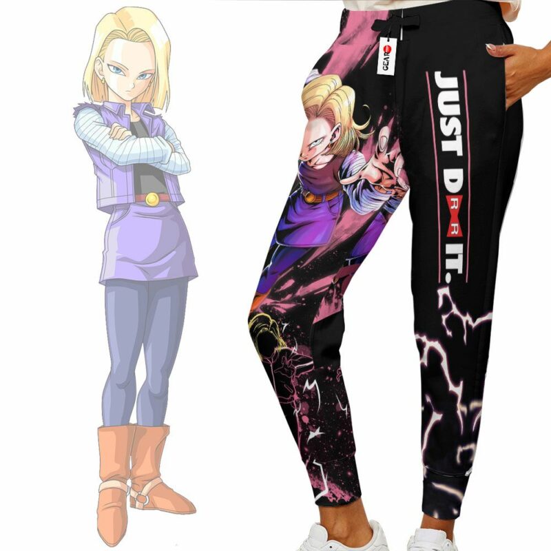 DBZ Android 18 Jogger Pants Just Do It Custom Anime Dragon Ball Sweatpants 2