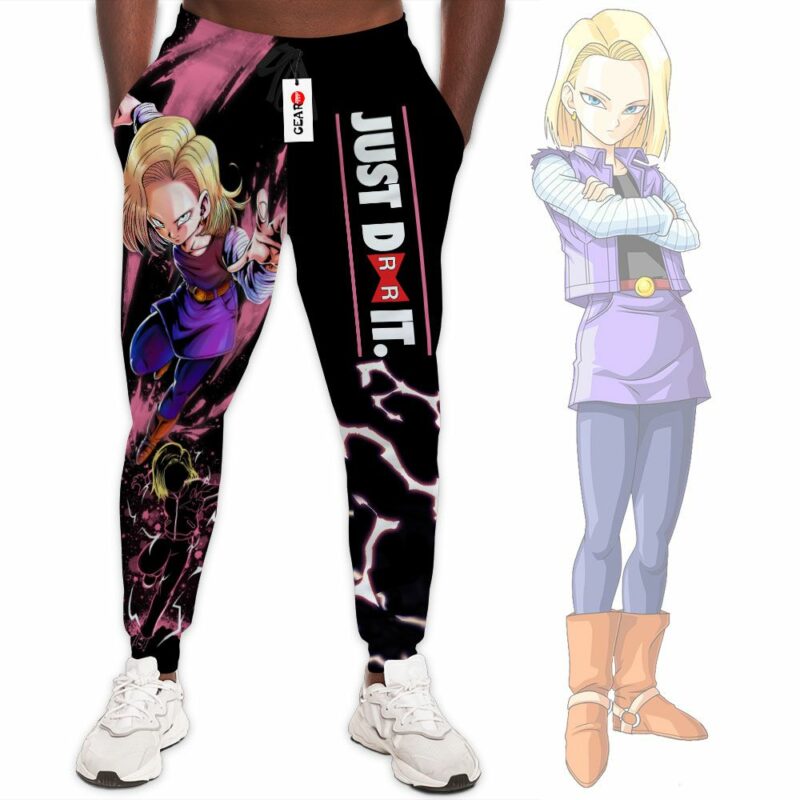 DBZ Android 18 Jogger Pants Just Do It Custom Anime Dragon Ball Sweatpants 1
